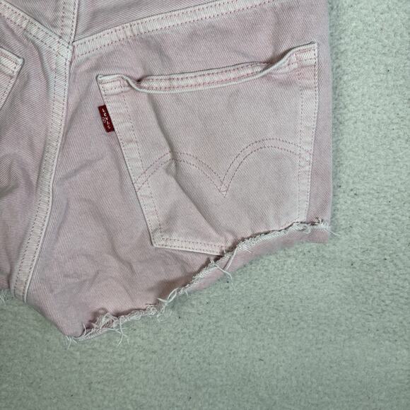 Levis 501 Denim Shorts Womens sz 24 Waist Pink Button Fly Cut Off Raw Hem - Picture 15 of 15